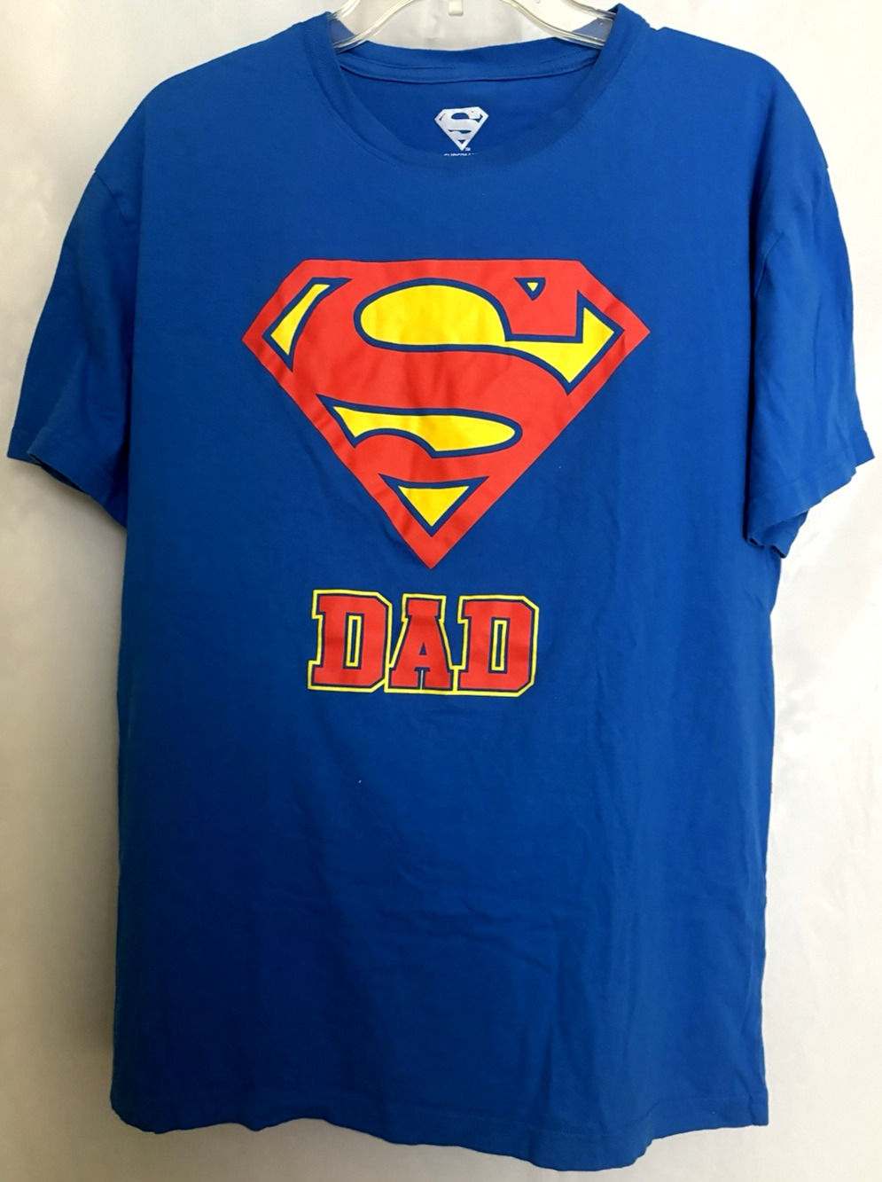DC Comics Super DAD Logo XL Men's Tee Blue Short Sleeve 100% Cotton Made